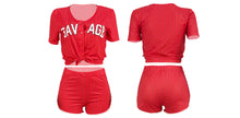 Load image into Gallery viewer, Women Striped Baseball Jersey 2 pcs Set
