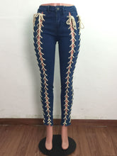 Load image into Gallery viewer, Tie Up Jeans Pants
