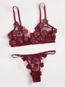 Sexy Lace Flower Bikini Set