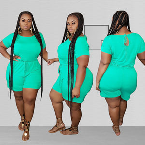 Plus Size Short Sleeve Jumpsuits