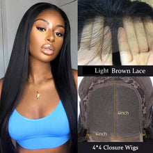 Load image into Gallery viewer, 4x4 Closure Wig HD Wig 100% Human Hair Wigs Indian Virgin Hair
