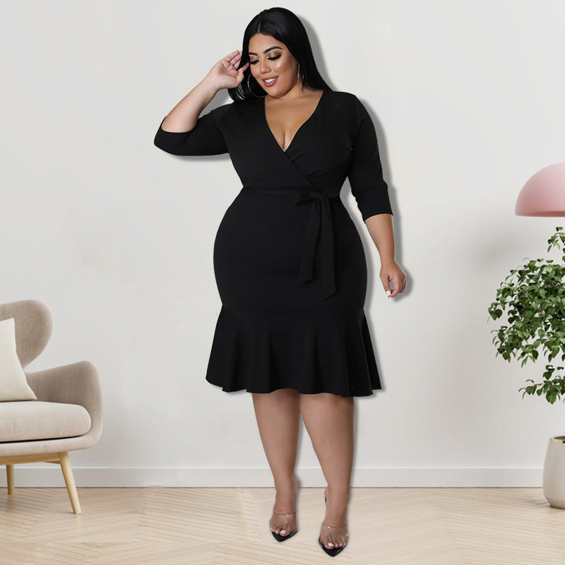 Plus Size V Neck Dress