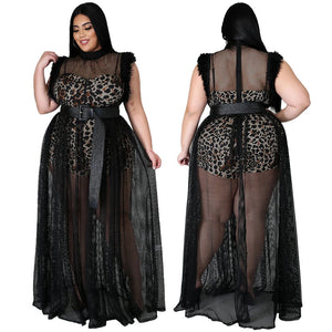 Plus Size Mesh Dress 2 pcs Set