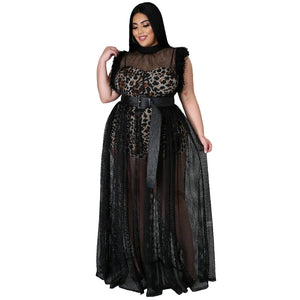 Plus Size Mesh Dress 2 pcs Set