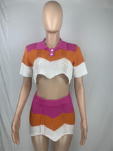 Load image into Gallery viewer, Knit Polo Shirt with Skirt 2 pcs Set
