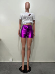 Shiny Women PU Shorts