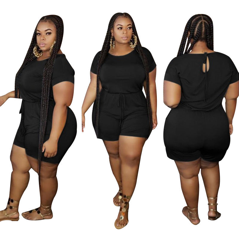 Plus Size Short Sleeve Jumpsuits