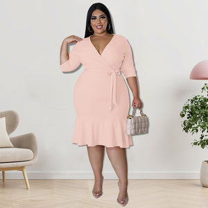 Plus Size V Neck Dress