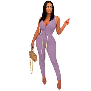 Sleeveless Back Lace Up Jumpsuit