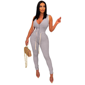 Sleeveless Back Lace Up Jumpsuit