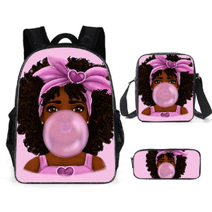 Customized Printed Book Bag 3 Pcs Set  Free Shipping