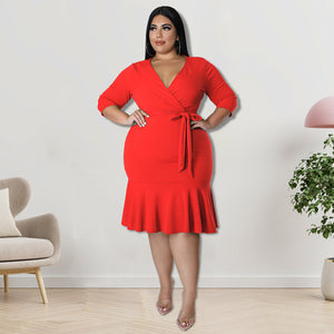 Plus Size V Neck Dress