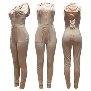 Sleeveless Back Lace Up Jumpsuit