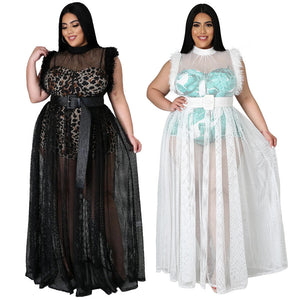 Plus Size Mesh Dress 2 pcs Set