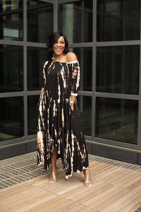 Off Shoulder Slit Maxi Dress