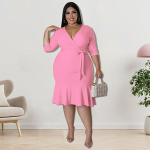 Plus Size V Neck Dress