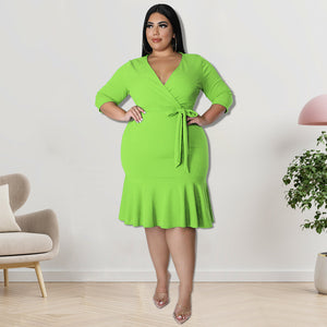 Plus Size V Neck Dress