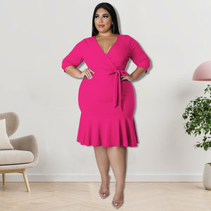 Plus Size V Neck Dress