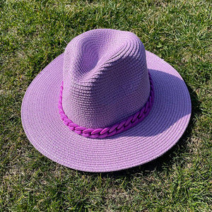 Straw Fedora Chain Hat(MOQ 5)