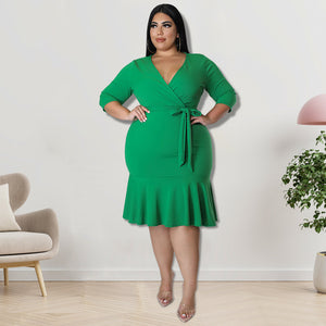 Plus Size V Neck Dress