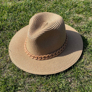 Straw Fedora Chain Hat(MOQ 5)