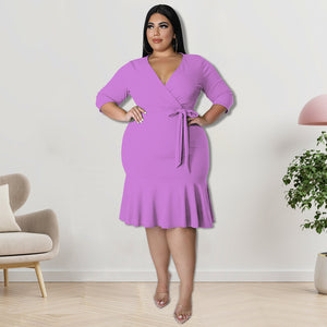 Plus Size V Neck Dress