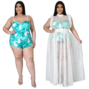 Plus Size Mesh Dress 2 pcs Set