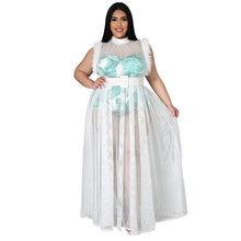 Load image into Gallery viewer, Plus Size Mesh Dress 2 pcs Set
