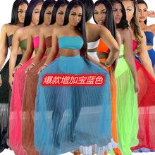 Load image into Gallery viewer, Women Lace Mesh Maxi  3 PCs Skirt Set
