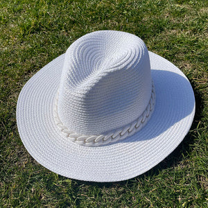 Straw Fedora Chain Hat(MOQ 5)