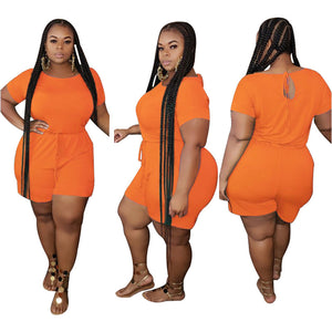 Plus Size Short Sleeve Jumpsuits