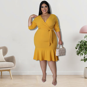 Plus Size V Neck Dress