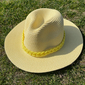 Straw Fedora Chain Hat(MOQ 5)