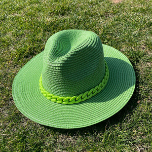 Straw Fedora Chain Hat(MOQ 5)