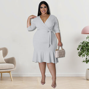 Plus Size V Neck Dress