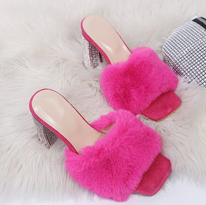 Fur High Heel Slippers