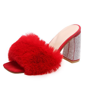 Fur High Heel Slippers