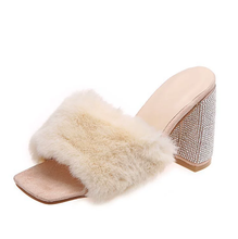 Load image into Gallery viewer, Fur High Heel Slippers
