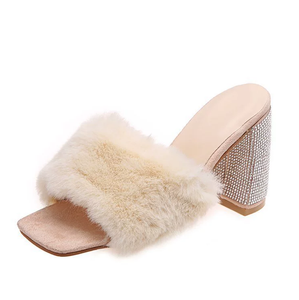 Fur High Heel Slippers