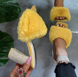 Fur High Heel Slippers