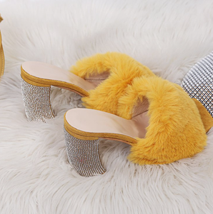 Fur High Heel Slippers