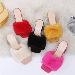 Fur High Heel Slippers