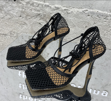 Load image into Gallery viewer, Lace Cutout High Heel Sandals
