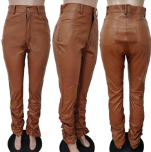 Load image into Gallery viewer, Leather Stacked Pants
