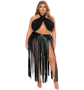 Plus Size Women PU Summer 2 pcs Set