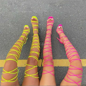 Women Lace Up Roman Heels