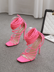 Women Lace Up Roman Heels