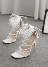 Load image into Gallery viewer, Women Lace Up Roman Heels
