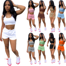 Load image into Gallery viewer, Women Plain Color Tank Top Shorts Two Piece Set
