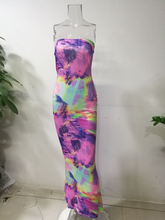 Load image into Gallery viewer, Women Tie-Dye Off-Shoulder Wrap Dress
